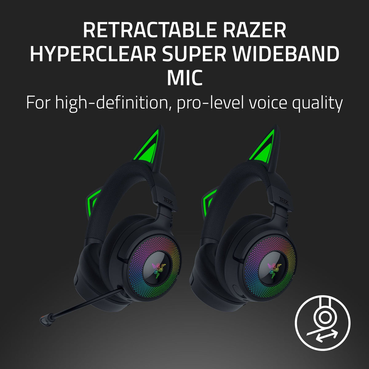 Razer - Kraken Kitty V3 Pro Bluetooth Wireless Over-the-Ear Gaming Headset for PC, Mac, PlayStation, Nintendo Switch, Steam Deck - Black