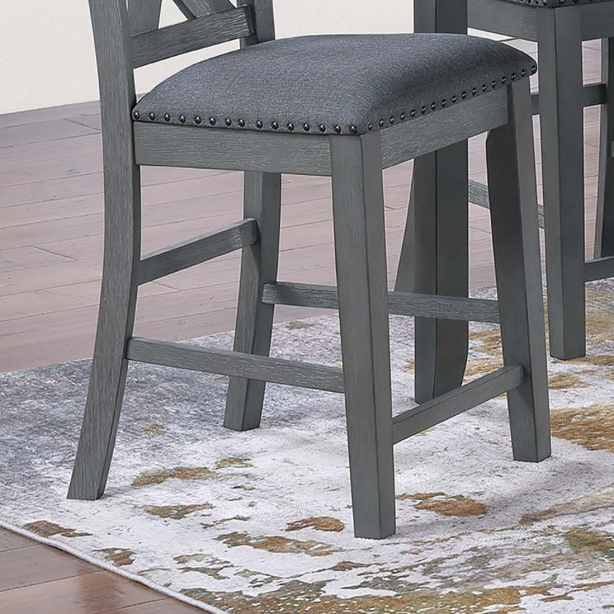 Juego de comedor de 7 piezas, mesa de altura de mostrador y 6 sillas - Gris