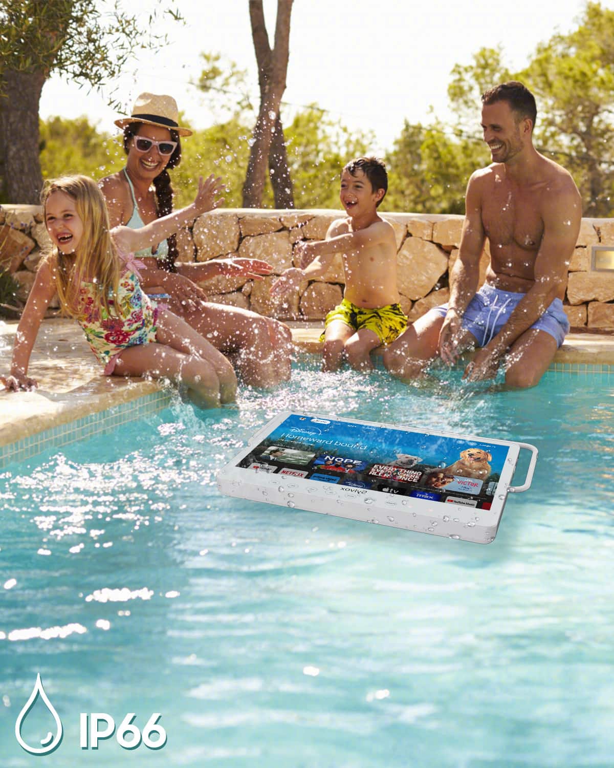 Sylvox - 15.6" Portable 12V Smart TV for RV, Battery Powered Outdoor TV with IP66 Waterproof