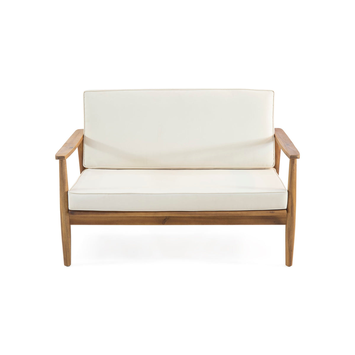 Outdoor Acacia Wood Loveseat Set With Coffee Table