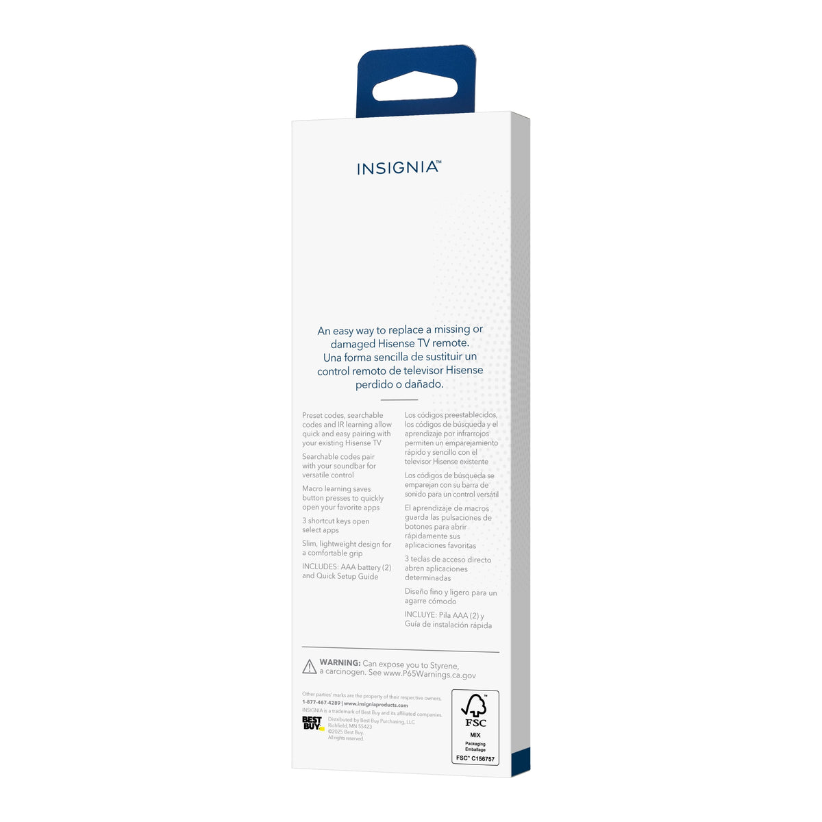 Insignia™ - Replacement Remote for Hisense TVs - Black