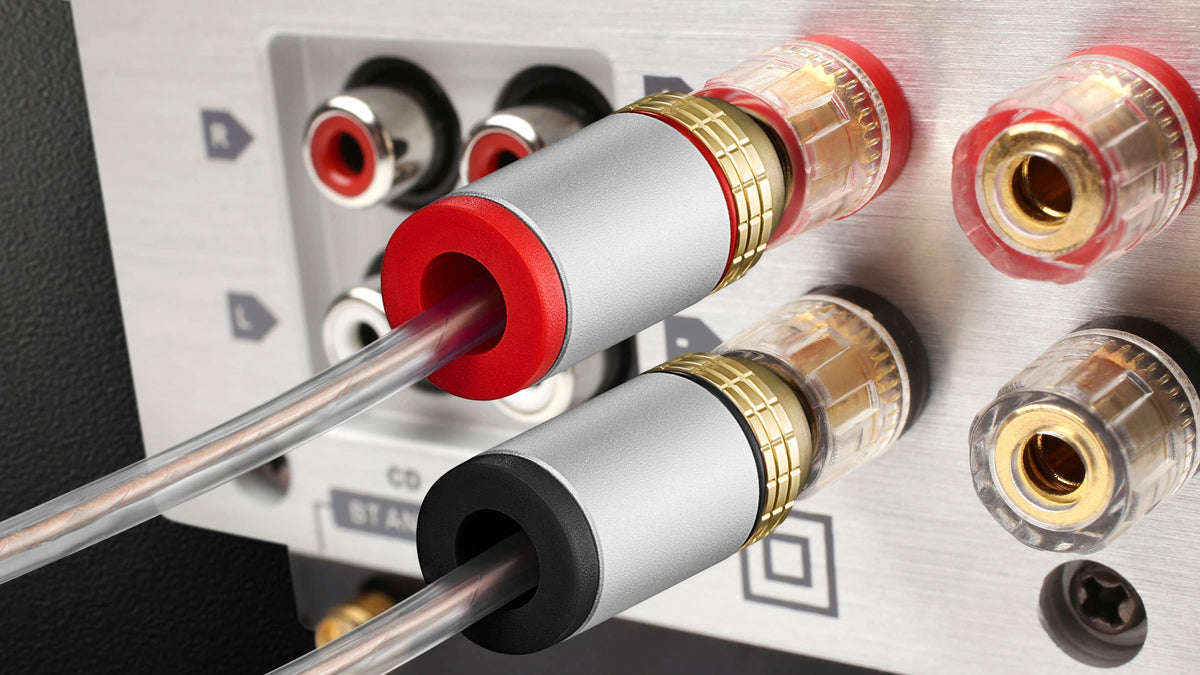 Rocketfish™ - 24K Gold-Plated Speaker Banana Plugs (4-Pack) - Red/Black