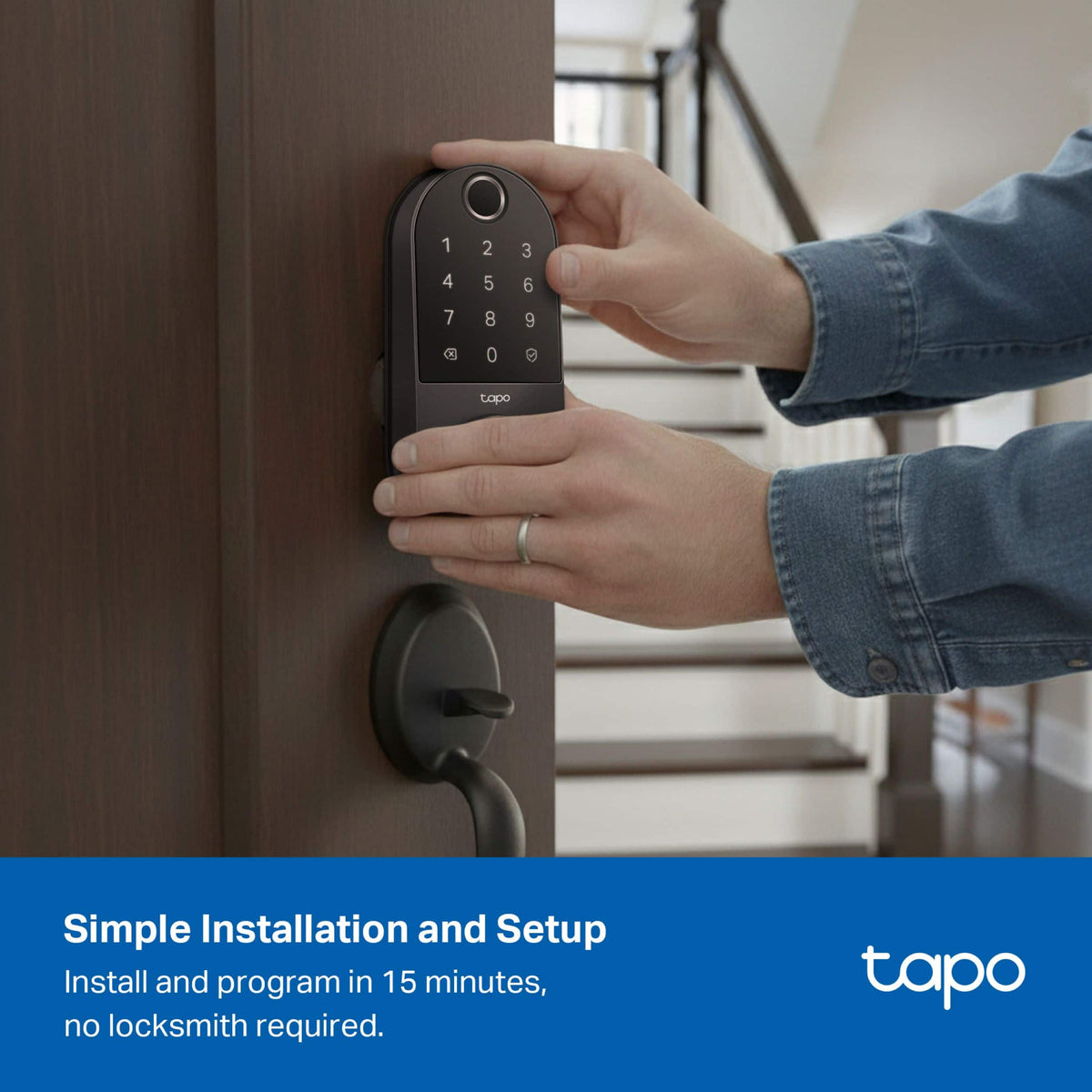 TP-Link - Tapo DL110 Smart Wi-Fi Deadbolt Lock - Lock/Unlock using Keypad, App, or Fingerprint Recognition - Replaces Most Locks - Black