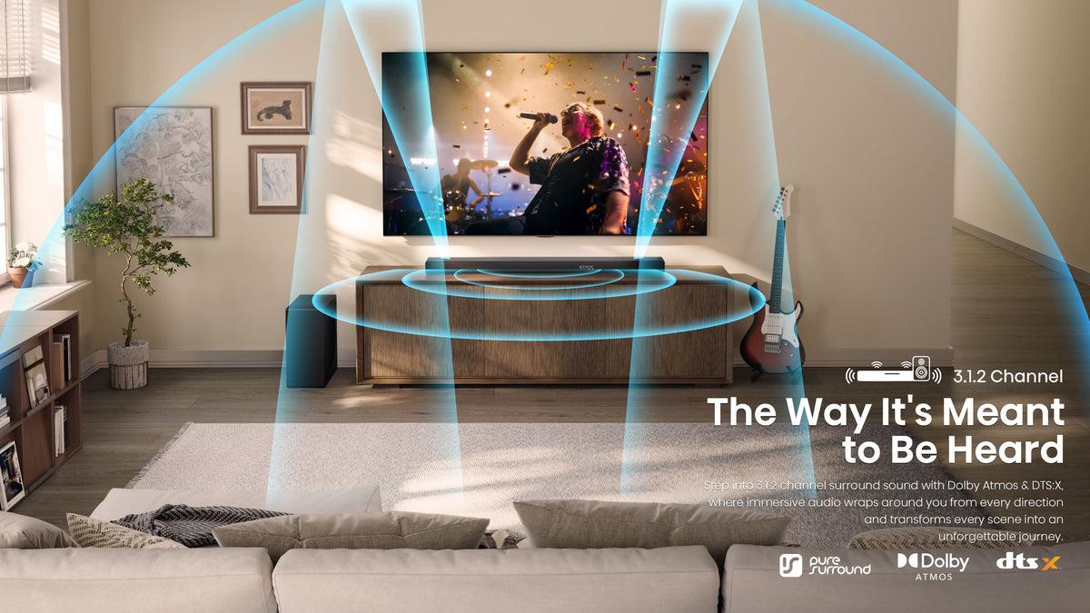 Hisense - AX3120Q 3.1.2 Channel Soundbar with Wireless Subwoofer, Hi-Concerto, Dolby Atmos, DTS: X, and AI EQ Mode - Black