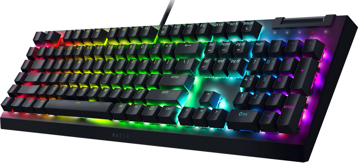 Razer - BlackWidow V4 X Full Size Wired Mechanical Green Clicky Switch Gaming Keyboard with Chroma RGB Backlighting - Black