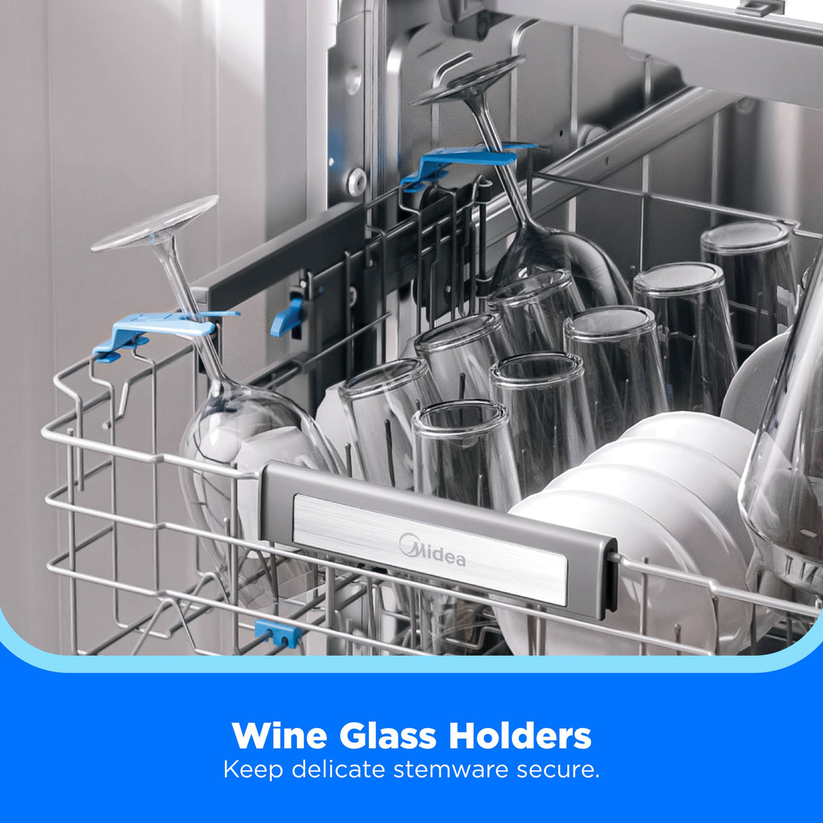 Midea - 24" Top Control Dishwasher with 3-Stage Total Drying, Bottle Wash Zone, 47 dB - Stainless Steel
