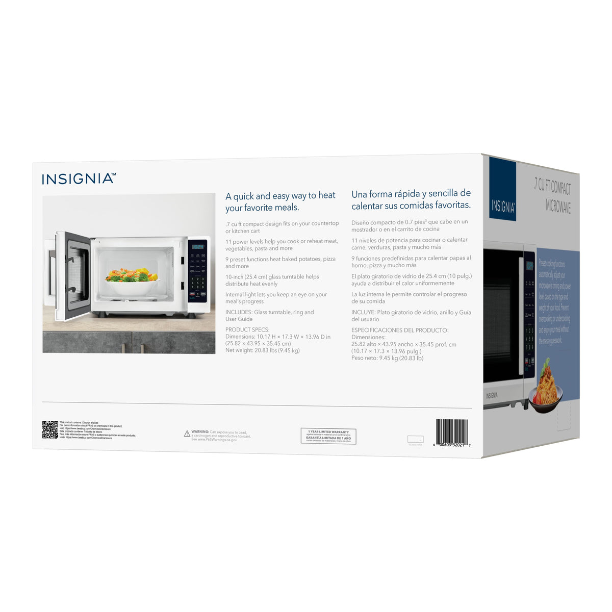 Insignia™ - .7 Cu. Ft. Compact Microwave - White