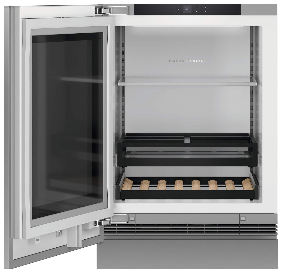 Fisher & Paykel - 24" Integrated Wine Cellar or Beverage Refrigerator Glass Framed Door Panel, Left Hinge - Stainless Steel