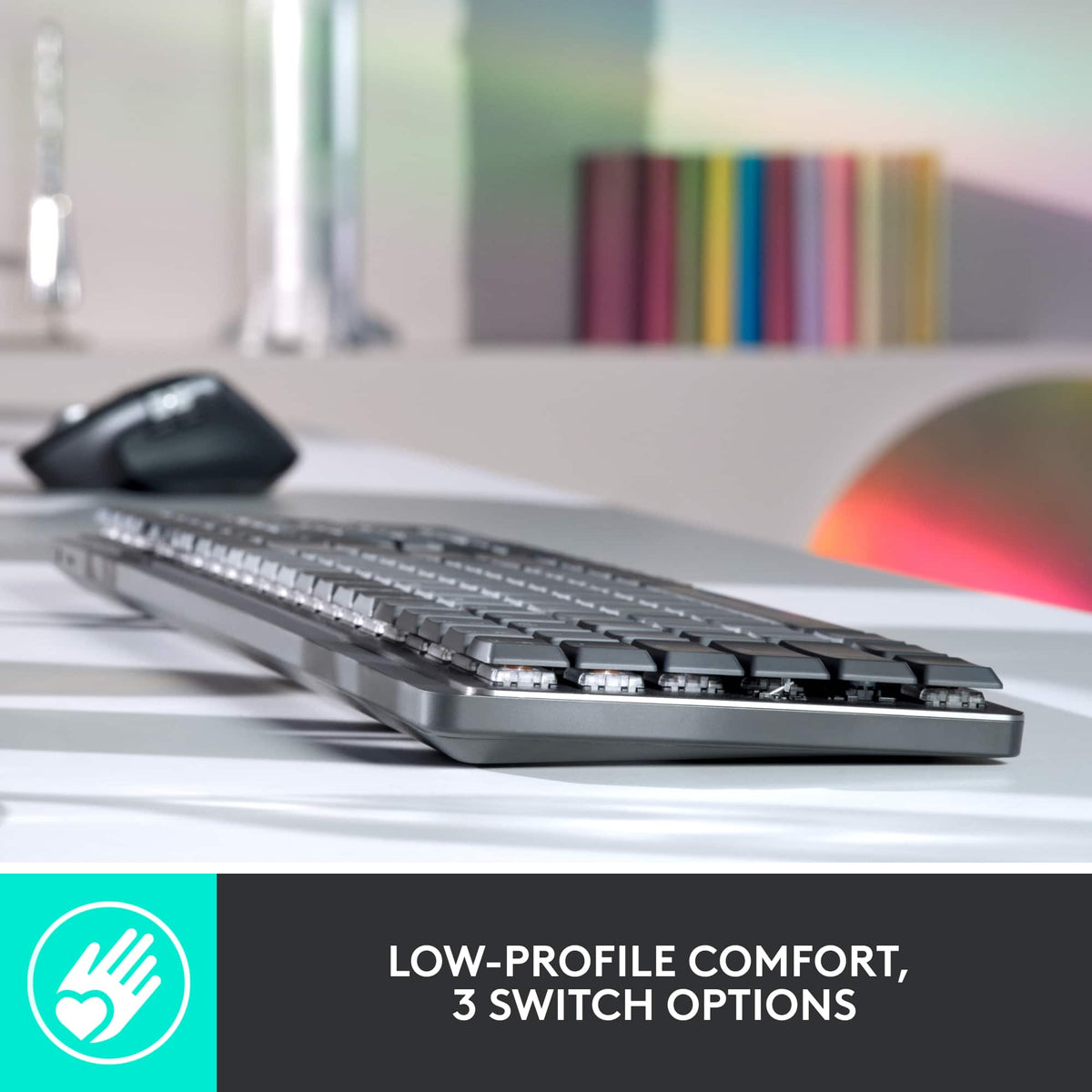 Logitech - MX Mechanical Full size Wireless Mechanical Tactile Switch Keyboard for Windows/macOS with Backlit Keys - Graphite