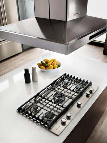 KitchenAid - 36 in. Wide 5 burners Gas Cooktop - Stainless Steel
