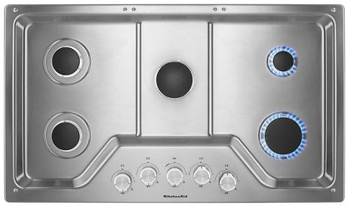 KitchenAid - 36 in. Wide 5 burners Built-In Gas Cooktop - Stainless Steel