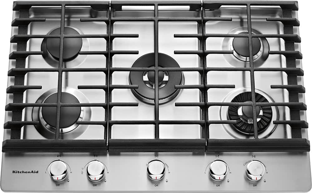 KitchenAid - 30 in. Wide 5 burners Built-In Gas Cooktop - Stainless Steel