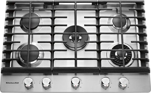 KitchenAid - 30 in. Wide 5 burners Built-In Gas Cooktop - Stainless Steel