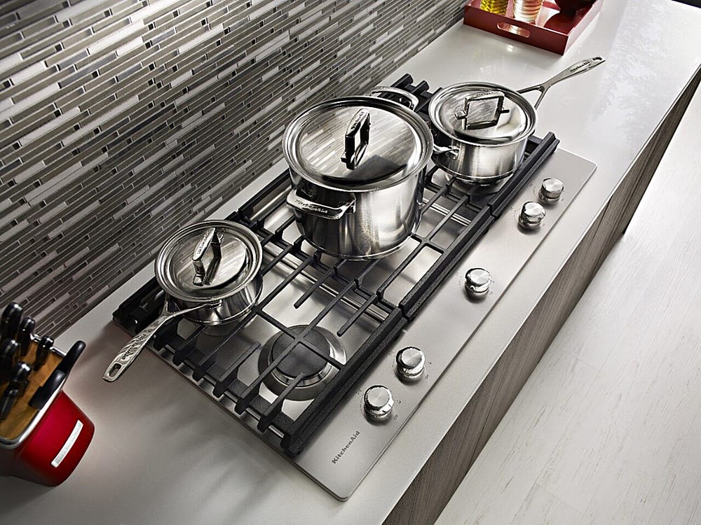 KitchenAid - 30 in. Wide 5 burners Built-In Gas Cooktop - Stainless Steel