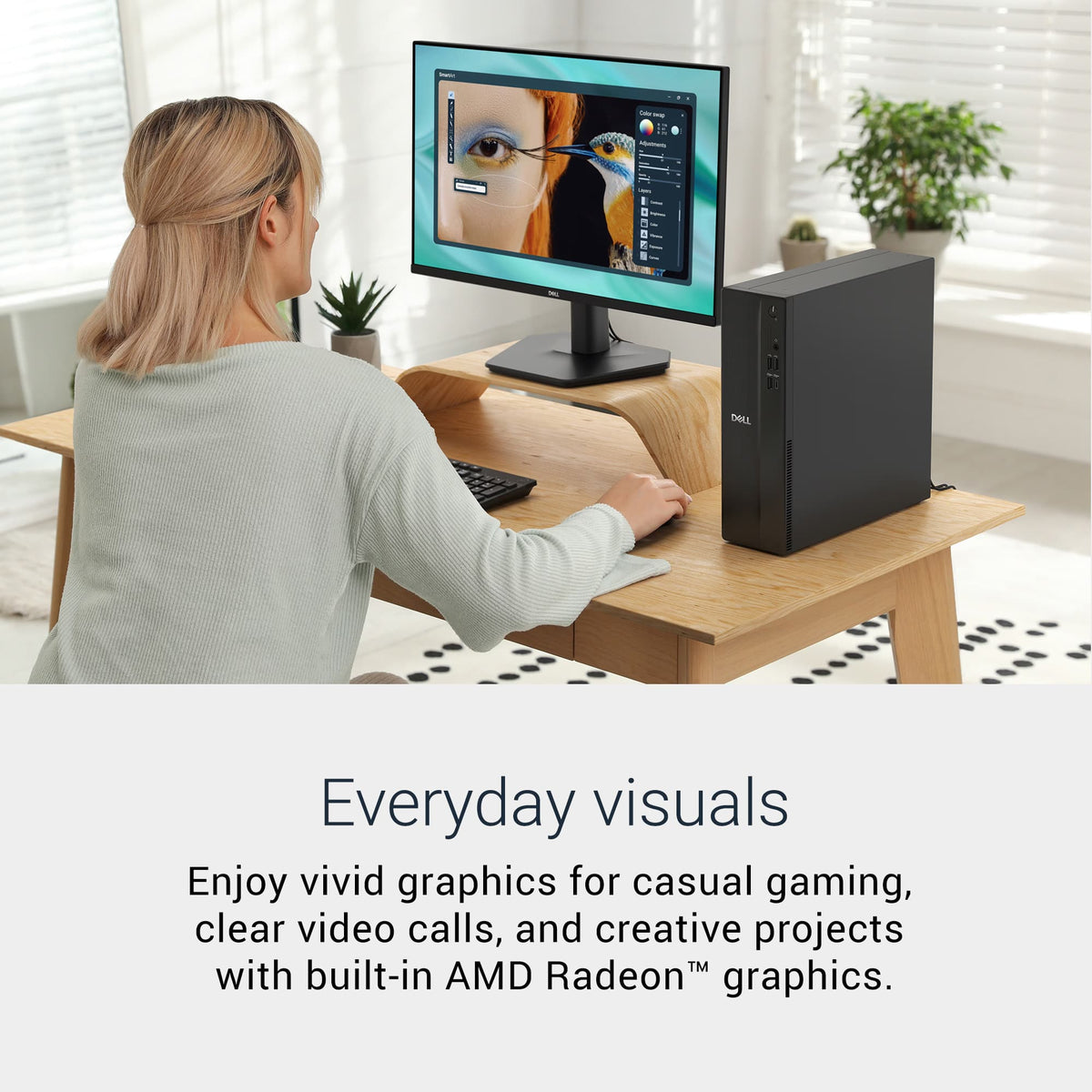 Dell - Slim Desktop - AMD Ryzen 100 Series 110 2025 - 8GB Memory - AMD Radeon 660M - 512GB Storage - Black