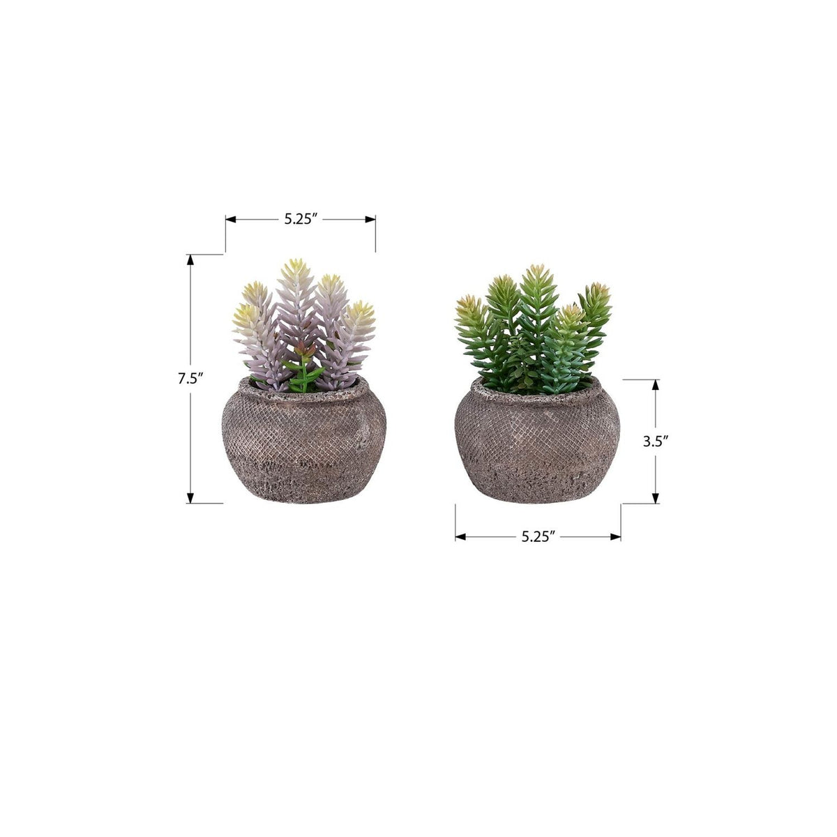Suculenta artificial, decoración de mesa (juego de 2) - verde / marrón