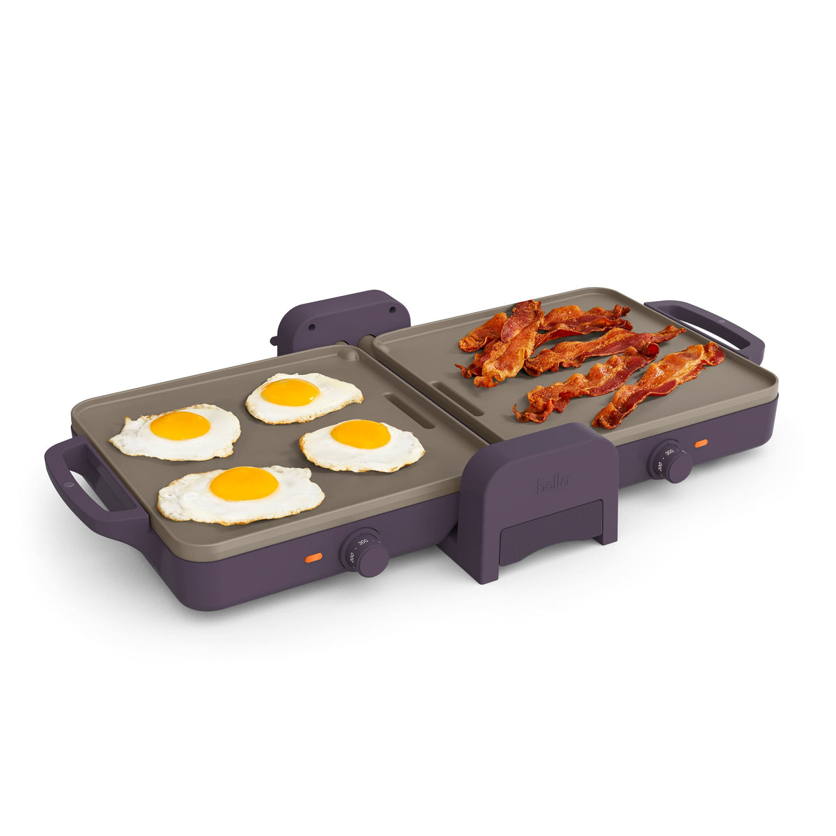 Bella - Fits-anywhere Kitchenware: 10" x 20" Fold & Store Dual Temp Electric Griddle - Plum