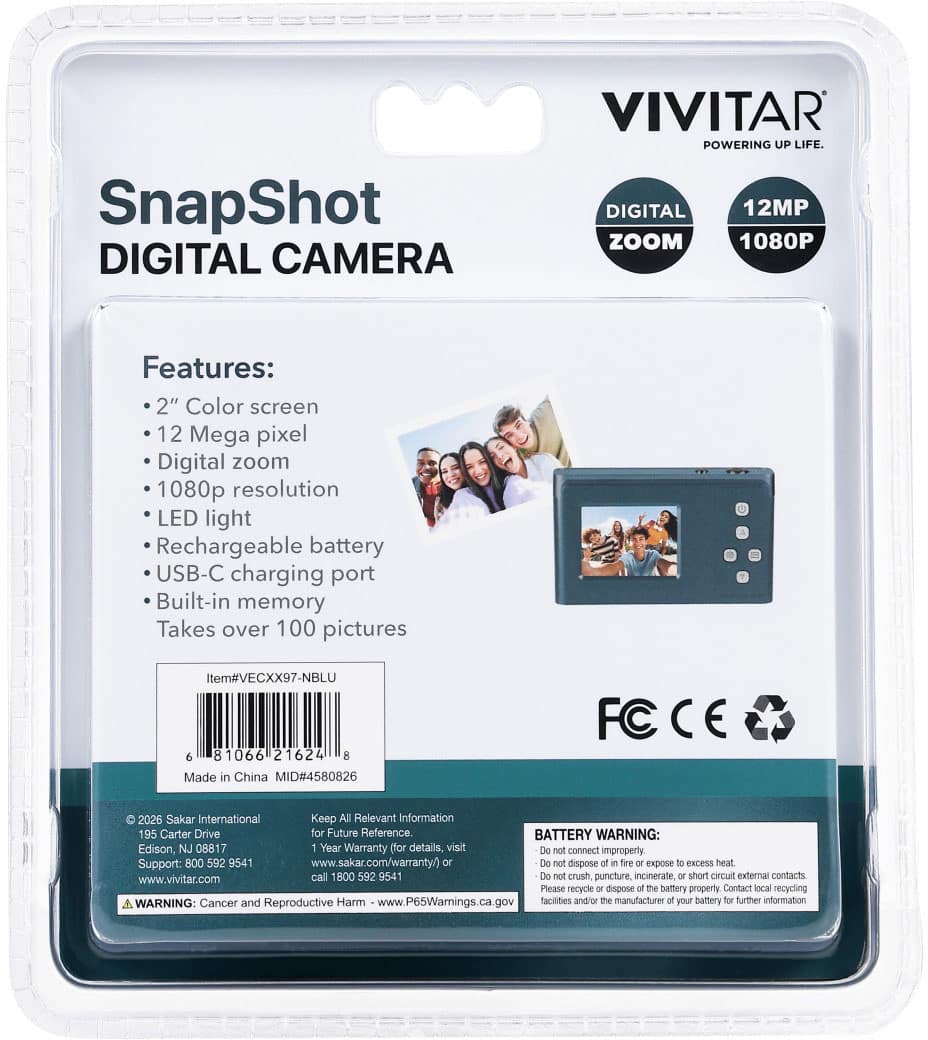 Vivitar - Full HD 1080P Point and Shoot Digital Camera - Navy Blue