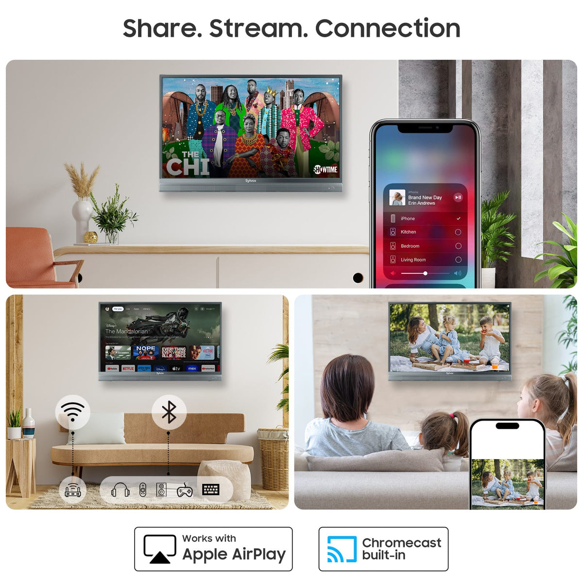 Sylvox - 32" Vehicle Series 12V RV Camper Smart TV 1080P with Google TV, WiFi & Bluetooth, DC/AC Powered Television