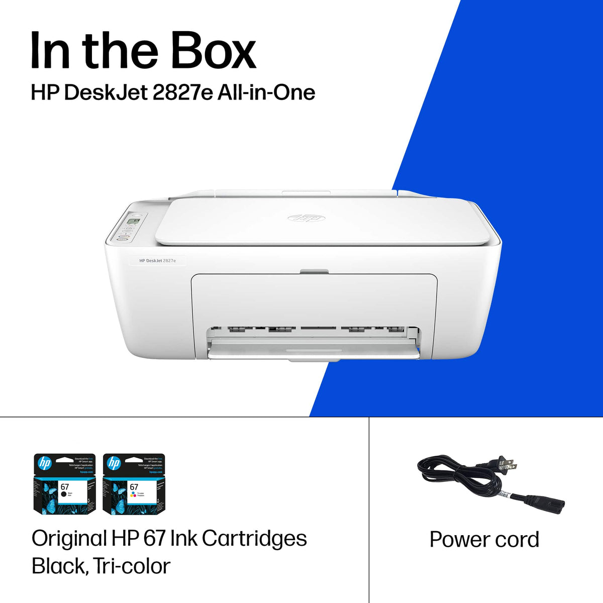 HP - DeskJet 2827e Wireless AI-Enabled All-in-One Inkjet Printer with 3 Months of Instant Ink - White