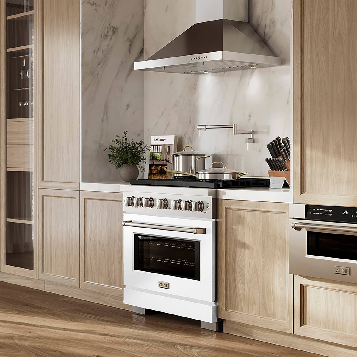 ZLINE - 36 in. Wide 6 Burner Paramount Dual Fuel Range with DuoPro Cooktop & Convection Oven w/ White Door (PSDR-WM-36) - Stainless Steel with White Matte Door