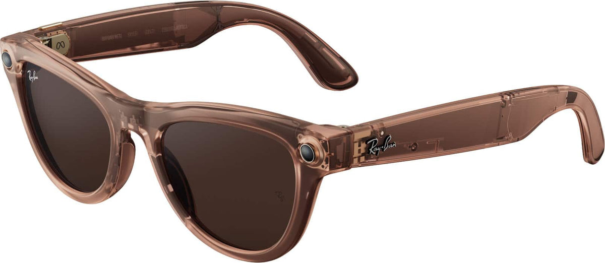 Ray-Ban Meta - Skyler (Gen 2) glasses with Meta AI, Audio, Photo, Video Compatibility - Transitions Brown Lenses - Shiny Transparent Peach