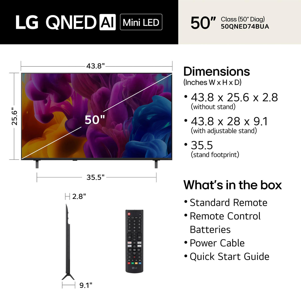 LG - 50" Class 74B Series QNED AI Mini LED 4K Smart webOS TV (2026)