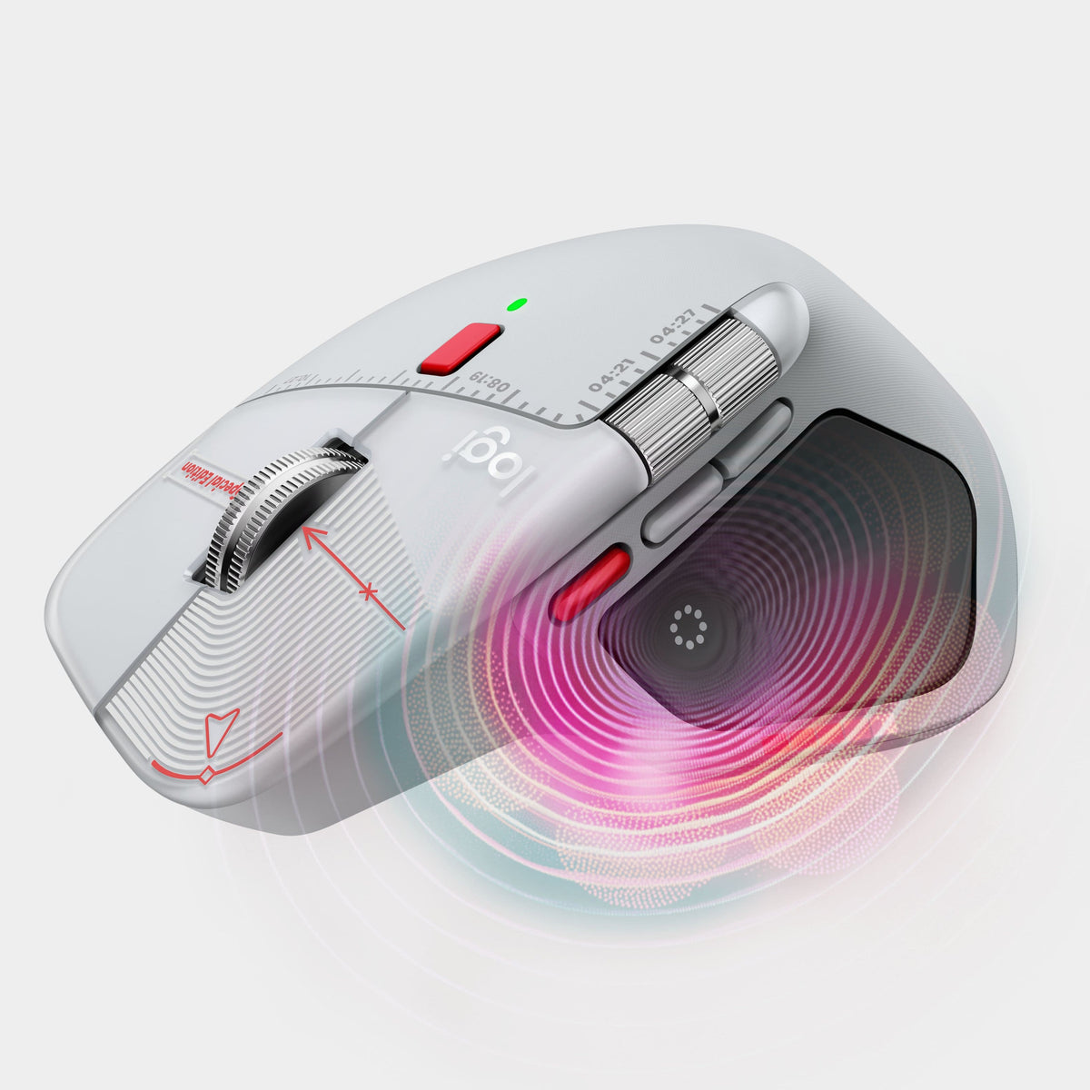 Logitech - MX Master 4 Creator Edition, Ergonomic Wireless Mouse with Advanced Performance Haptic Feedback - Wireless - Red