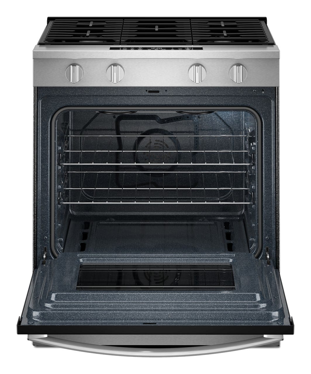 Whirlpool - 30 in. Wide 4 burners 5.0 cu. ft. Smart Freestanding Slide-In Gas Range with Air Cooking Technology and Steam Clean - Stainless Steel