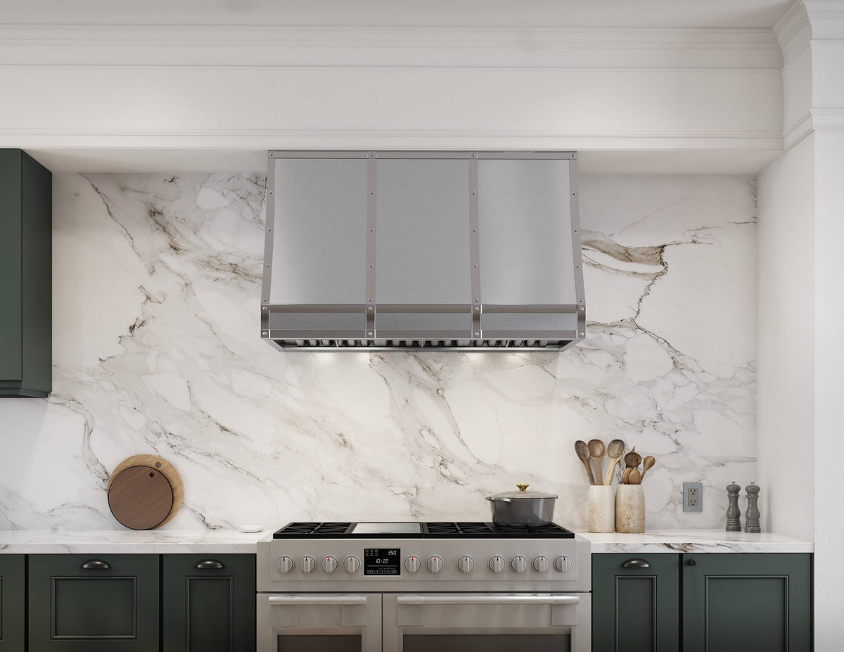 Zephyr - 48 inches - Convertible - Shell Range Hood - Stainless Steel