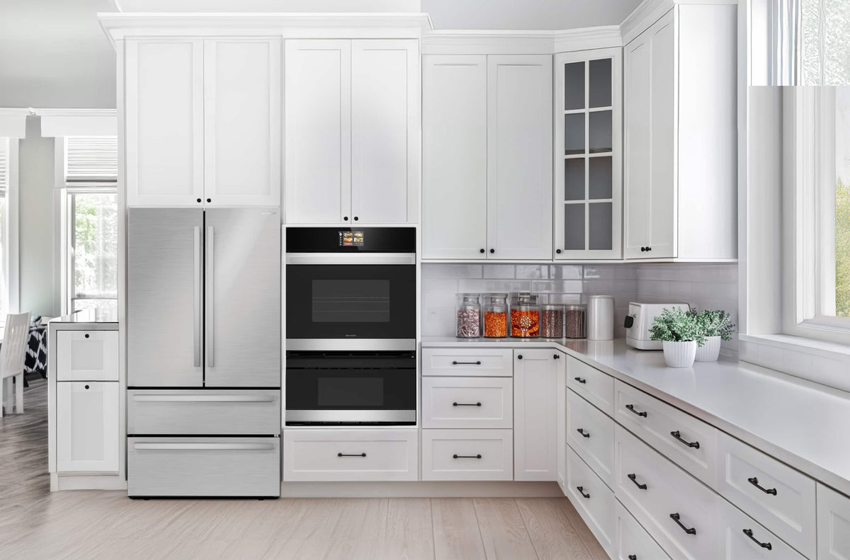 Sharp - 30 In Smart Convection Wall Oven and Microwave Drawer Combination for Single Cutout with Alexa Compatibility (SWB3085HS) - Stainless Steel