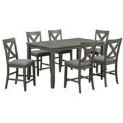 Juego de comedor de 7 piezas, mesa de altura de mostrador y 6 sillas - Gris