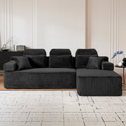 Sectional Sleeper Sofa & Storage Pockets, Modular Couch With Throw Pillows For Living Room