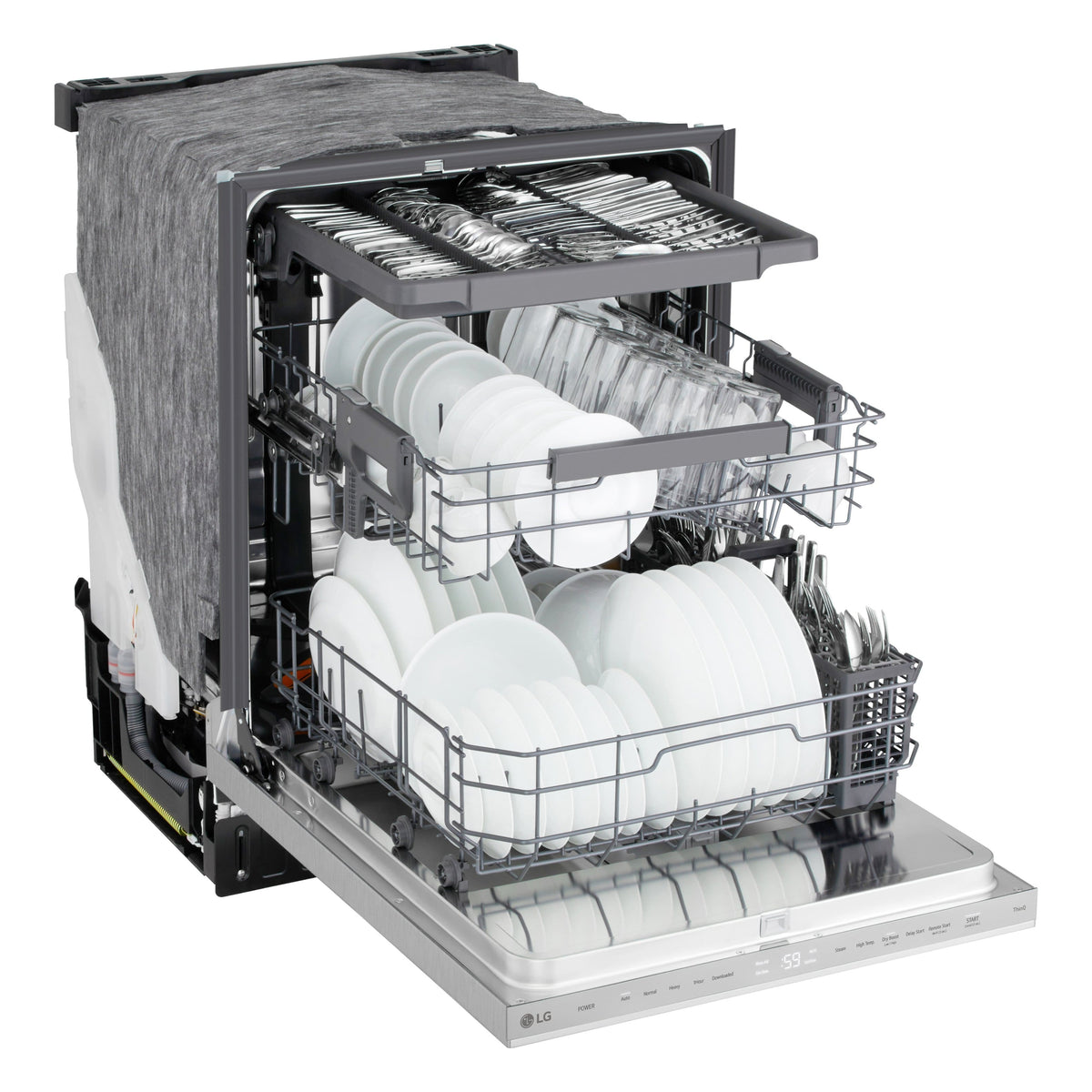 LG - FlushFit 24-in Top Control Smart Built-In Stainless Steel Tub Dishwasher with 3rd Rack, 1-Hour Wash and Dry, 46dBA - Stainless Steel