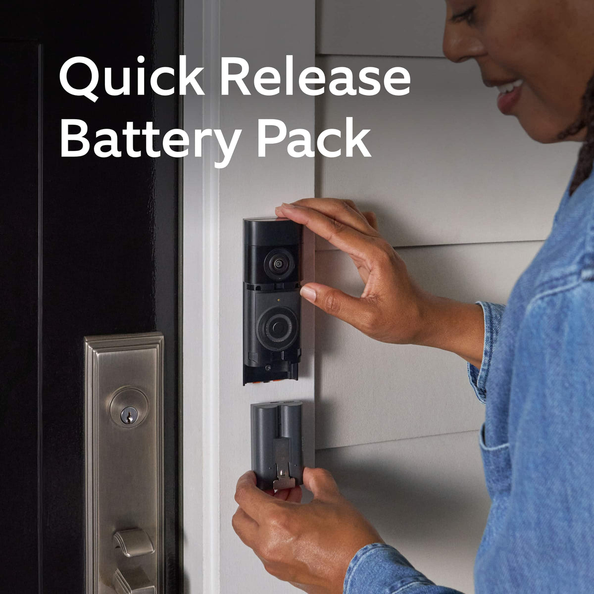 Ring - Battery Doorbell Plus, Retinal 2K with wide-angle video, 6x Enhanced Zoom, Night Vision, Quick Release Battery - Nickel Silver