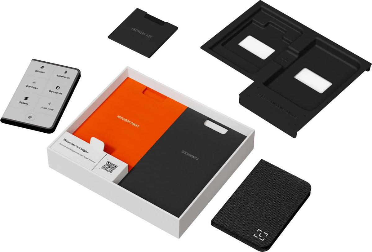 Ledger - Stax Crypto Hardware Wallet with Folio and Recovery Key - Curved E Ink Touch Screen - Bluetooth - Dark Gray