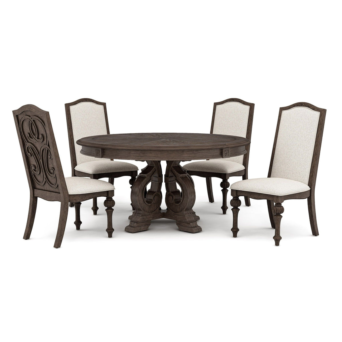 Elegant Dining Set Round Table And Side Chairs