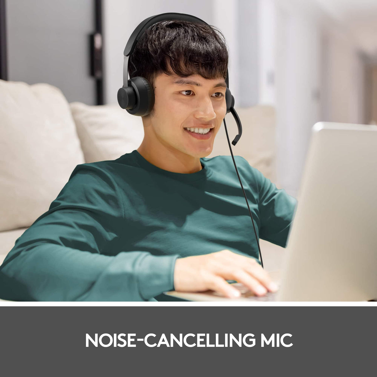Logitech - Zone 750 Wired Active Noise Canceling On-Ear Headset - Black