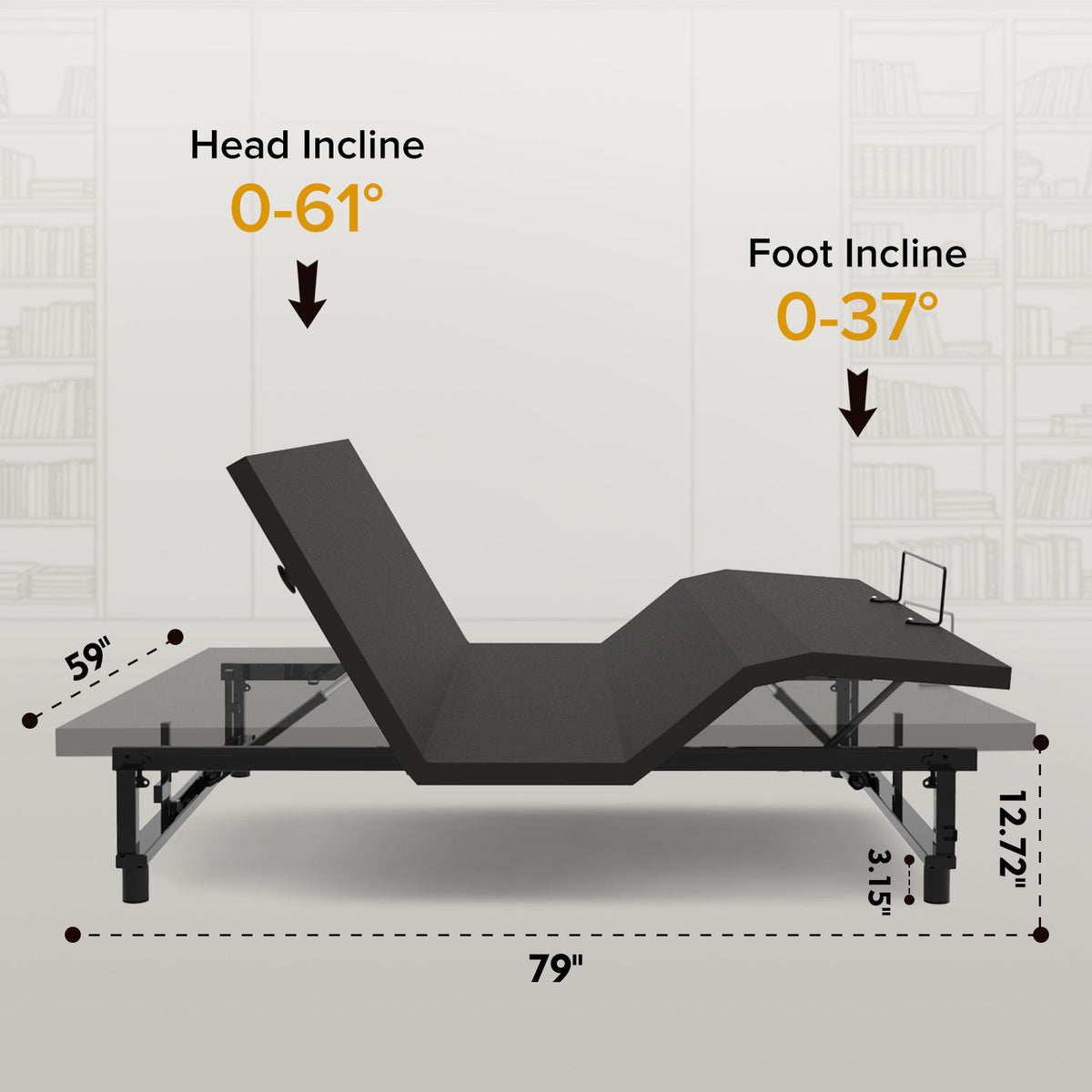 Base de Cama Articulada con Mando Inalámbrico, 4 Puertos USB, Luces Nocturnas Bajo la Cama, Gravedad Cero