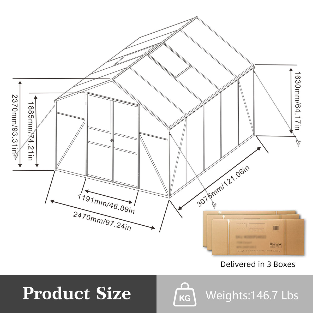 Cabaña para jardín exterior resistente al viento y apta para todas las estaciones Gain Height