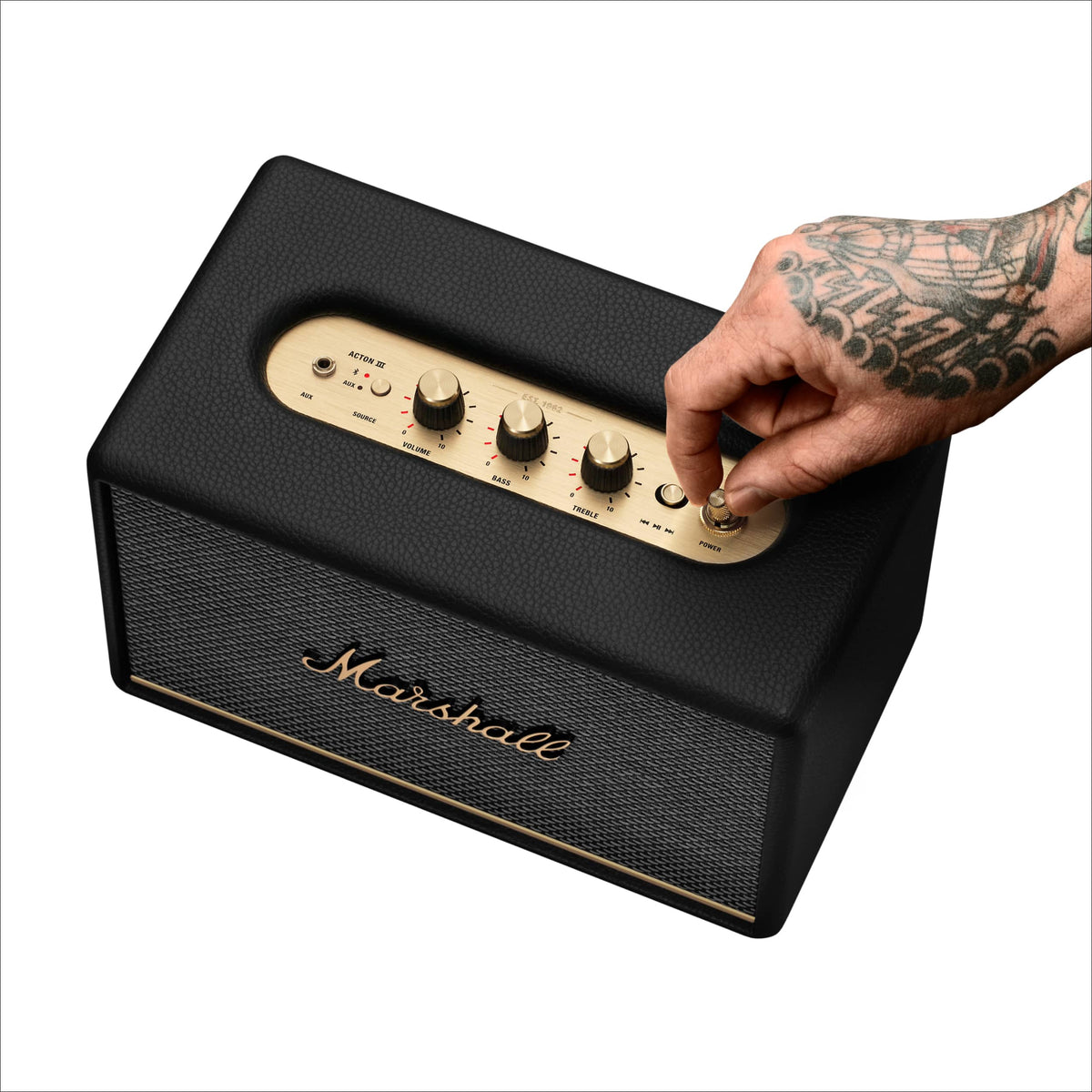 Marshall - Acton III Bluetooth Home Speaker with Bass / Treble / Volume Controls and 3.5 mm Auxiliary Input - Black