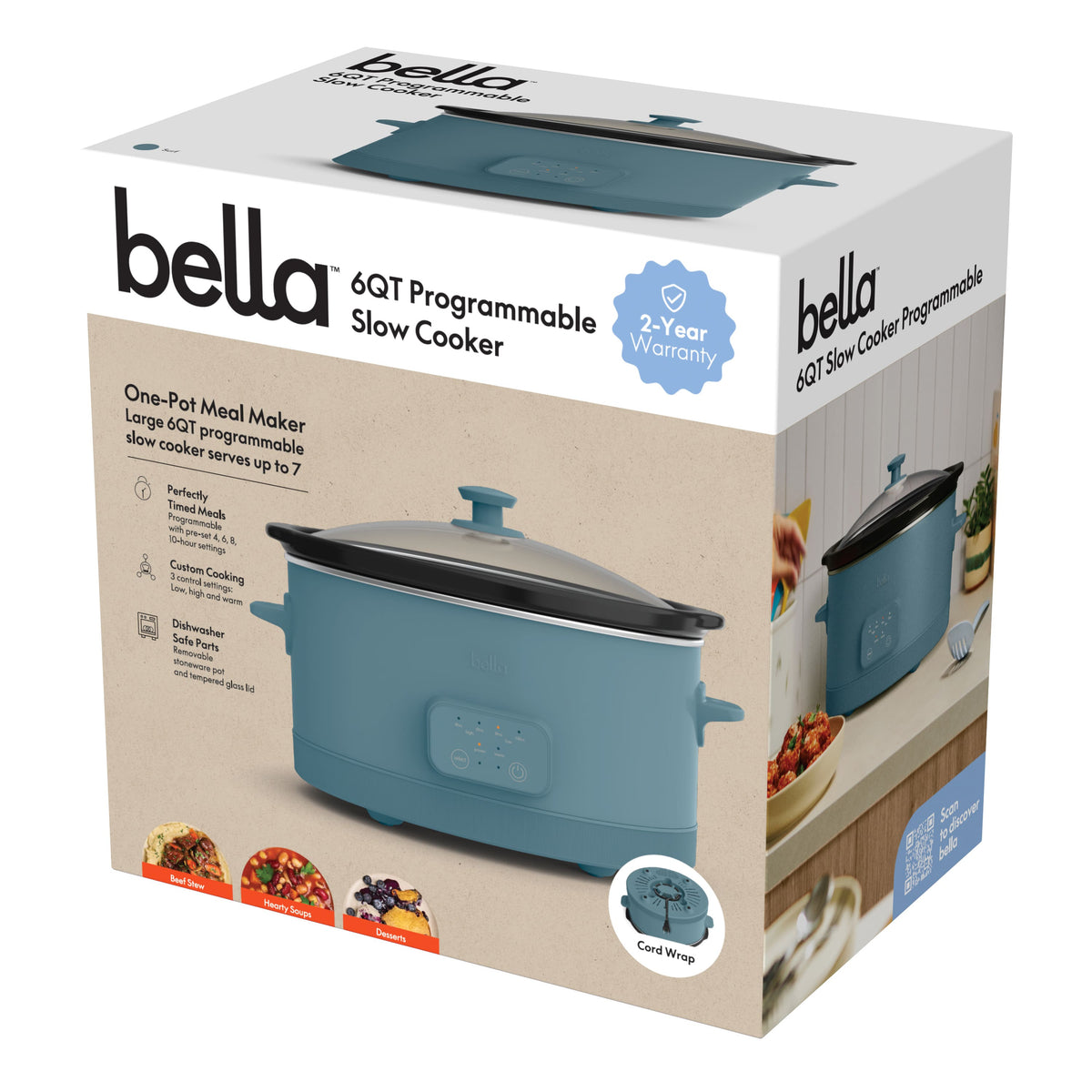 Bella - 6-qt. Programmable Slow Cooker - Surf