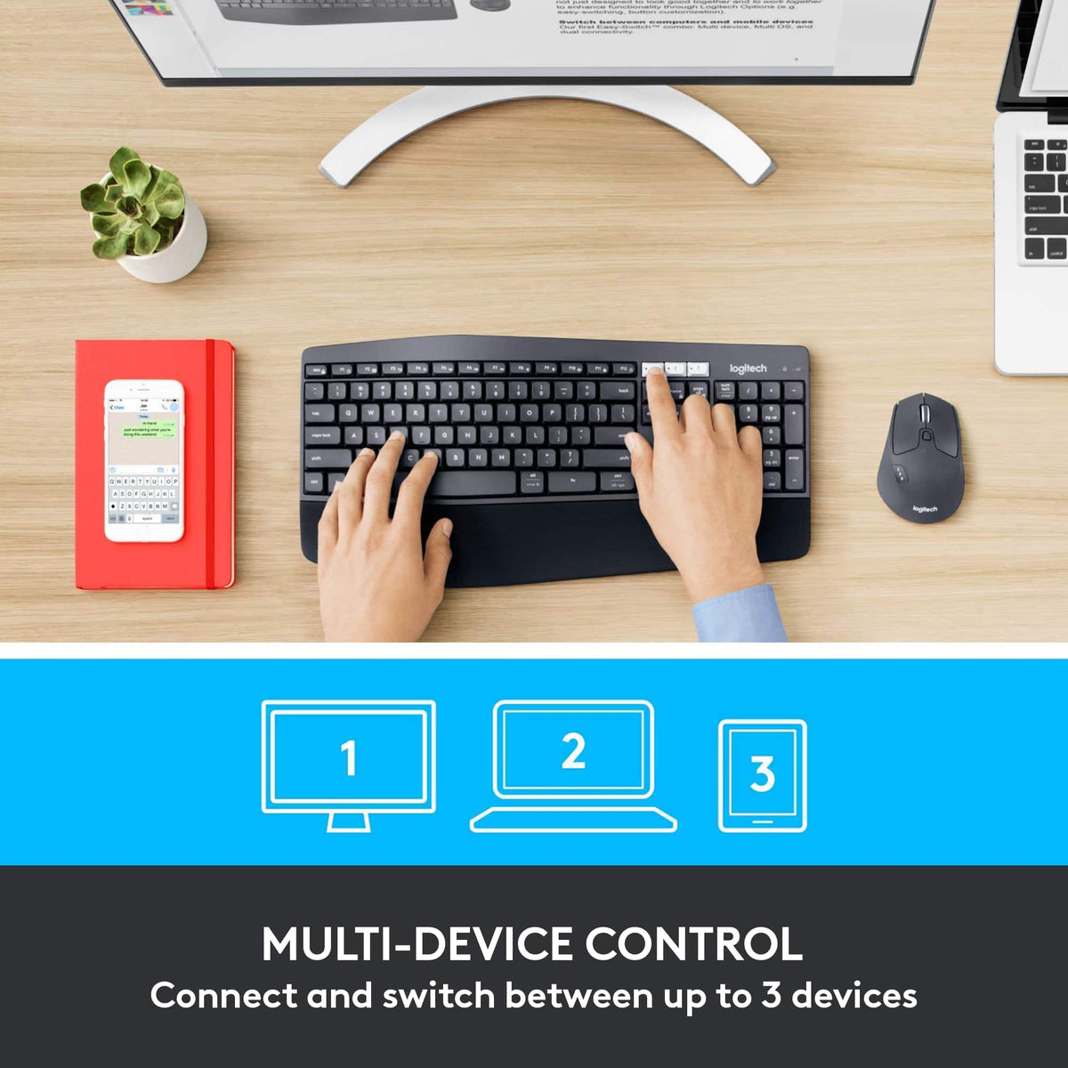 Logitech - MK850 Performance Full-size Wireless Membrane Keyboard and Mouse Combo for PC and Mac - Black