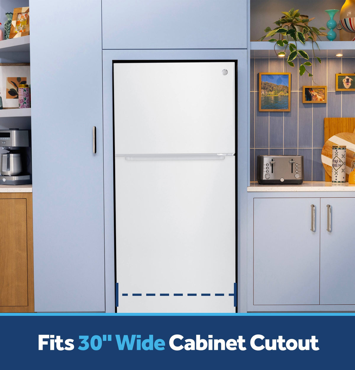 GE - 30 in. Wide 21 Cu. Ft. Freestanding Garage Ready Top Freezer Refrigerator with Bright LED Lighting - White