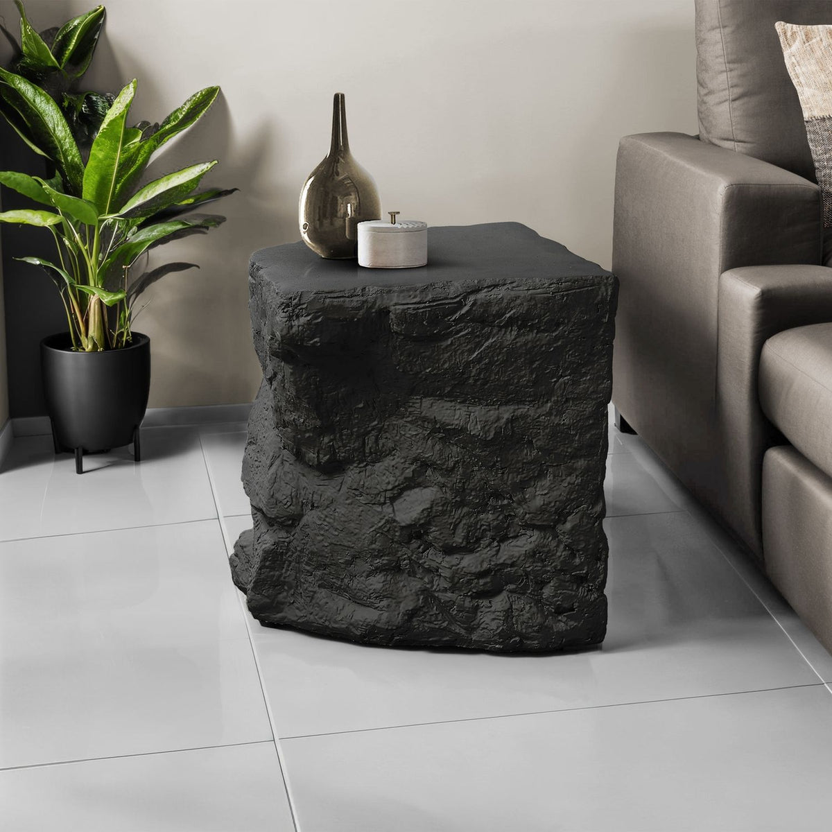 Mesa auxiliar, para uso en interiores y exteriores - Negra