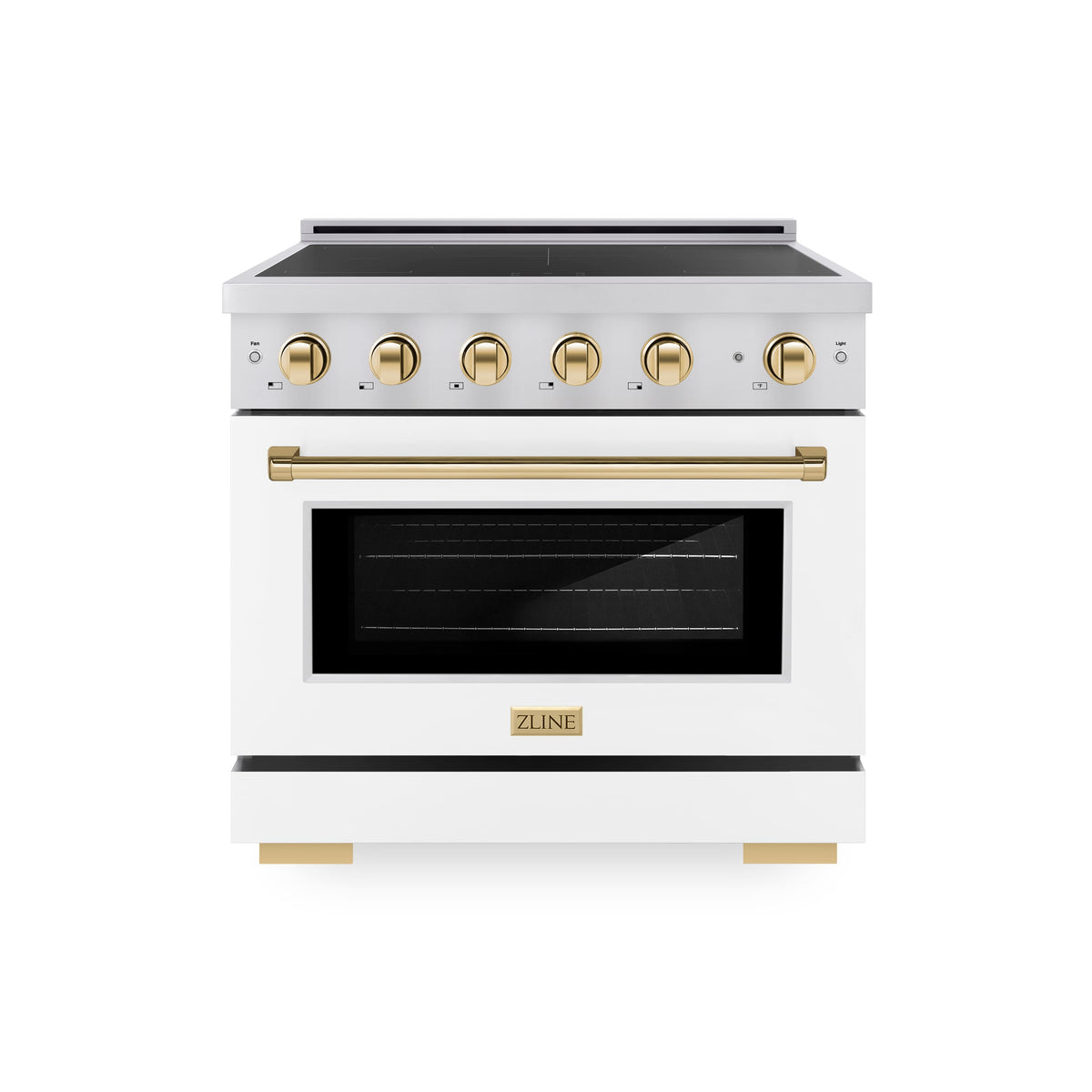 ZLINE - 36 in. Wide 5 Elements Autograph 5.2 cu. ft. Paramount Freestanding Induction Range with Gold Accents with White Door - Matte White