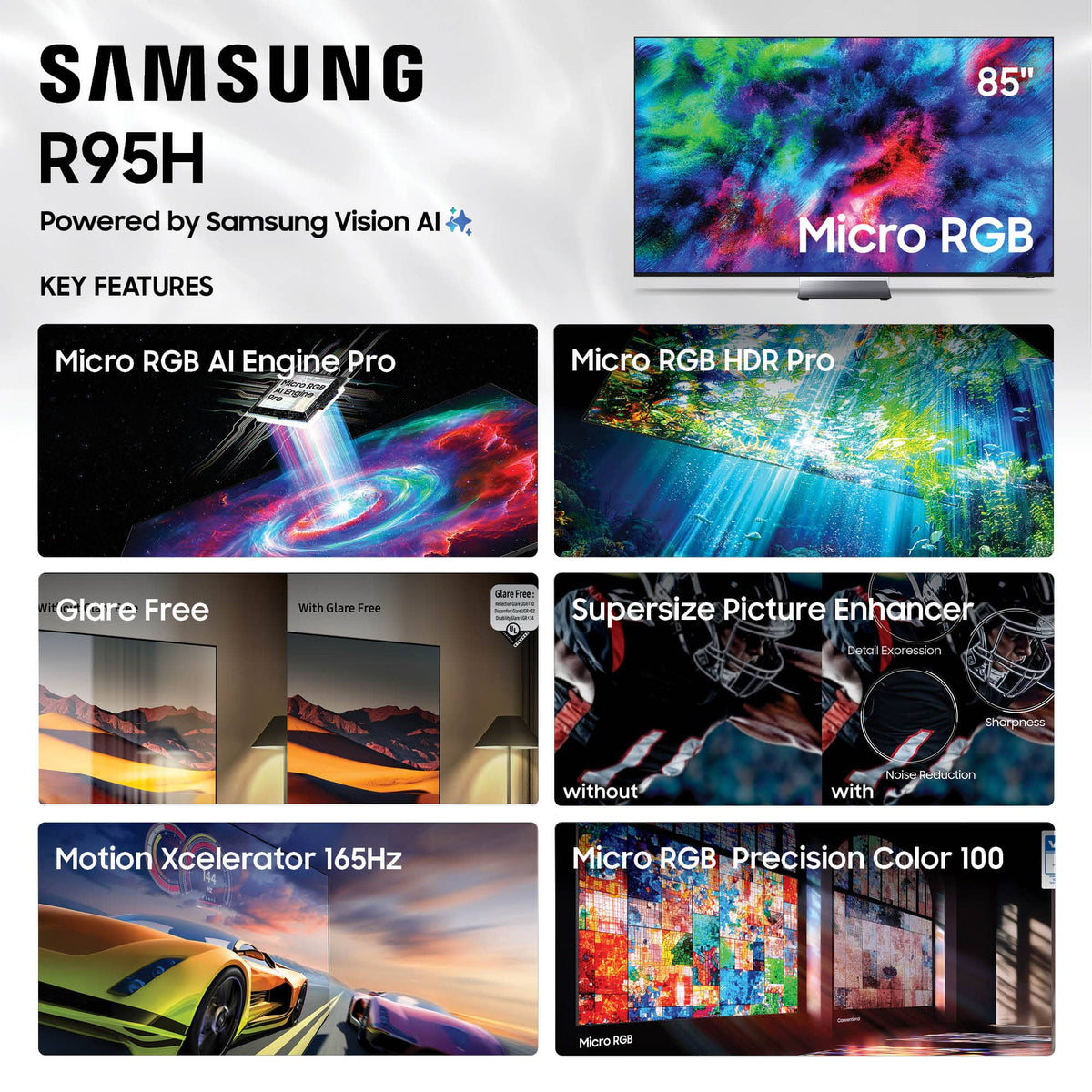 Samsung - 75" Class R95H Series Micro RGB 4K Glare-Free TV with SamsungVisionAI (2026)