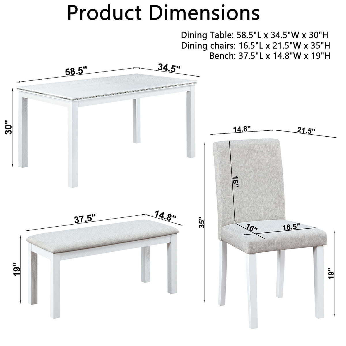 Dining Table Set With Crystal Decoration And Upholstered Chairs