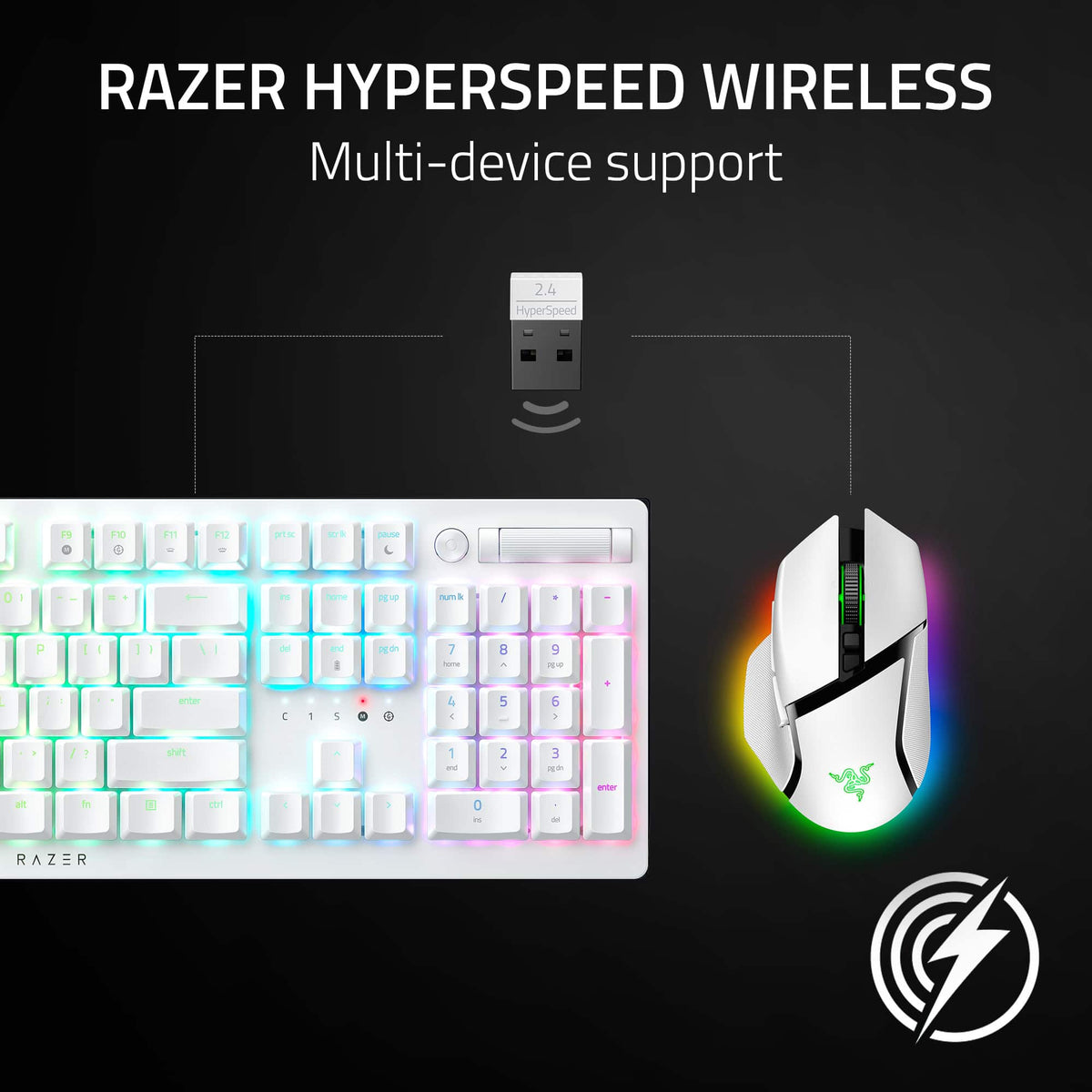 Razer - Basilisk V3 Pro Optical Gaming Mouse with HyperScroll Tilt Wheel - Wireless - White