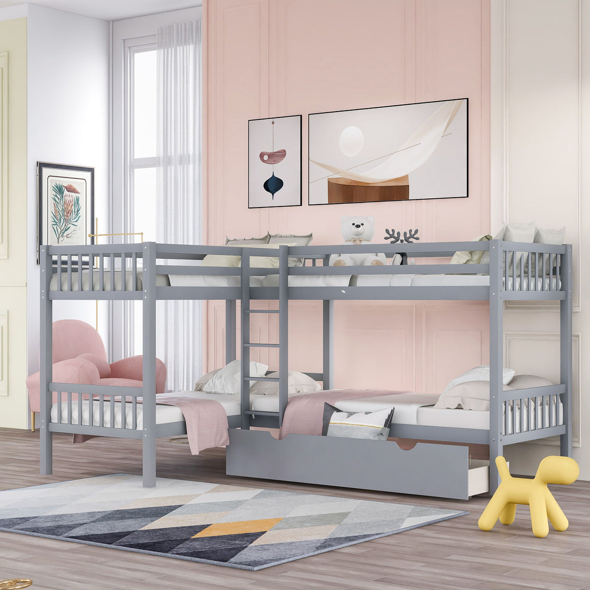 L Shaped Bunk Bed With Drawers